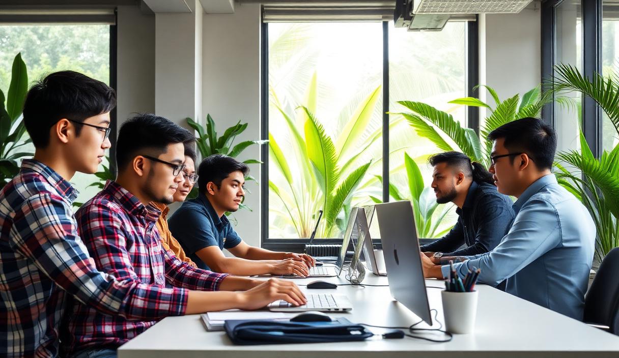 Engineering-Team in einem modernen Manila Workspace