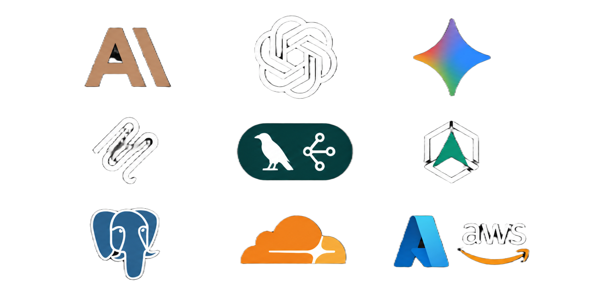 Tech Stack: Anthropic Claude, OpenAI GPT, Google Gemini, MCP SDK, LangGraph, Pydantic AI, pgvector, Cloudflare Workers, Azure und AWS